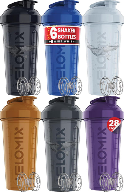6 Pack 28oz Protein Shaker Bottle for Protein Mixes, Earth Tones