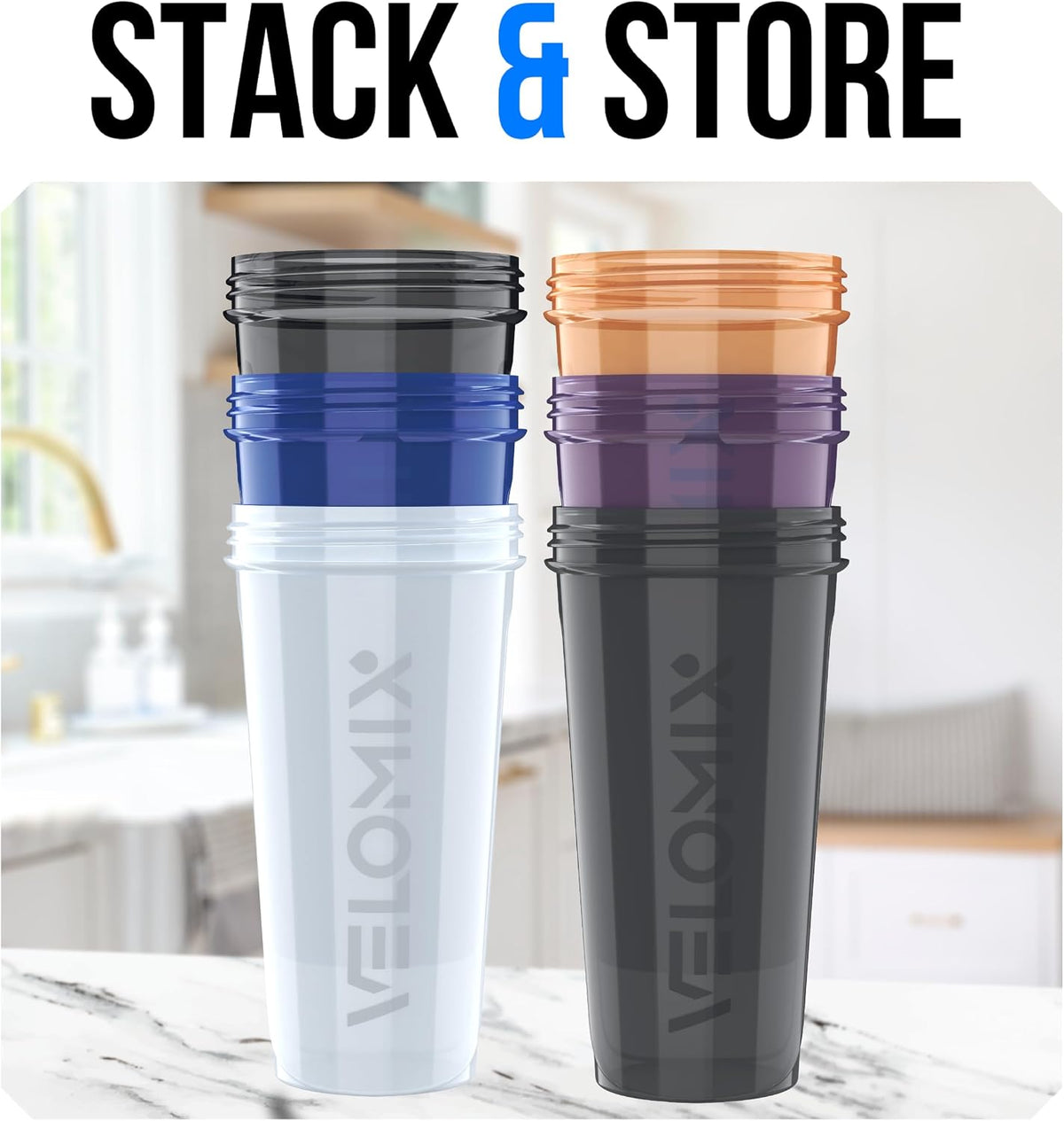 6 Pack 28oz Protein Shaker Bottle for Protein Mixes, Earth Tones