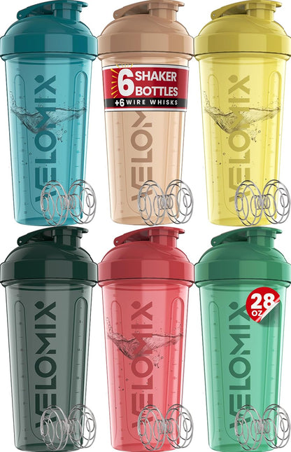 6 Pack 28oz Protein Shaker Bottle for Protein Mixes, Earth Tones
