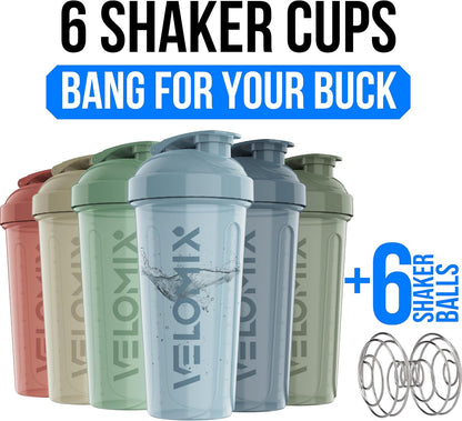 6 Pack 28oz Protein Shaker Bottle for Protein Mixes, Earth Tones