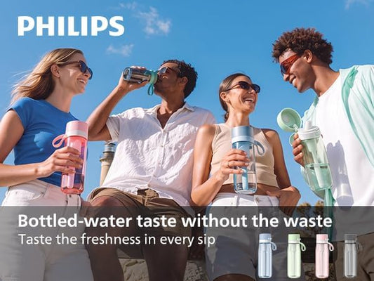 PHILIPS Filtered Water Bottle, BPA-Free Tritan, Travel Portable 22oz Green