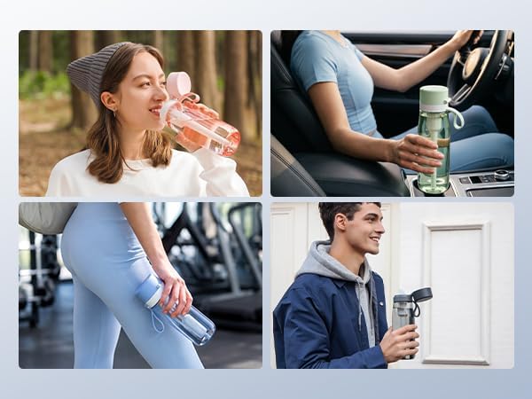 PHILIPS Filtered Water Bottle, BPA-Free Tritan, Travel Portable 22oz Green