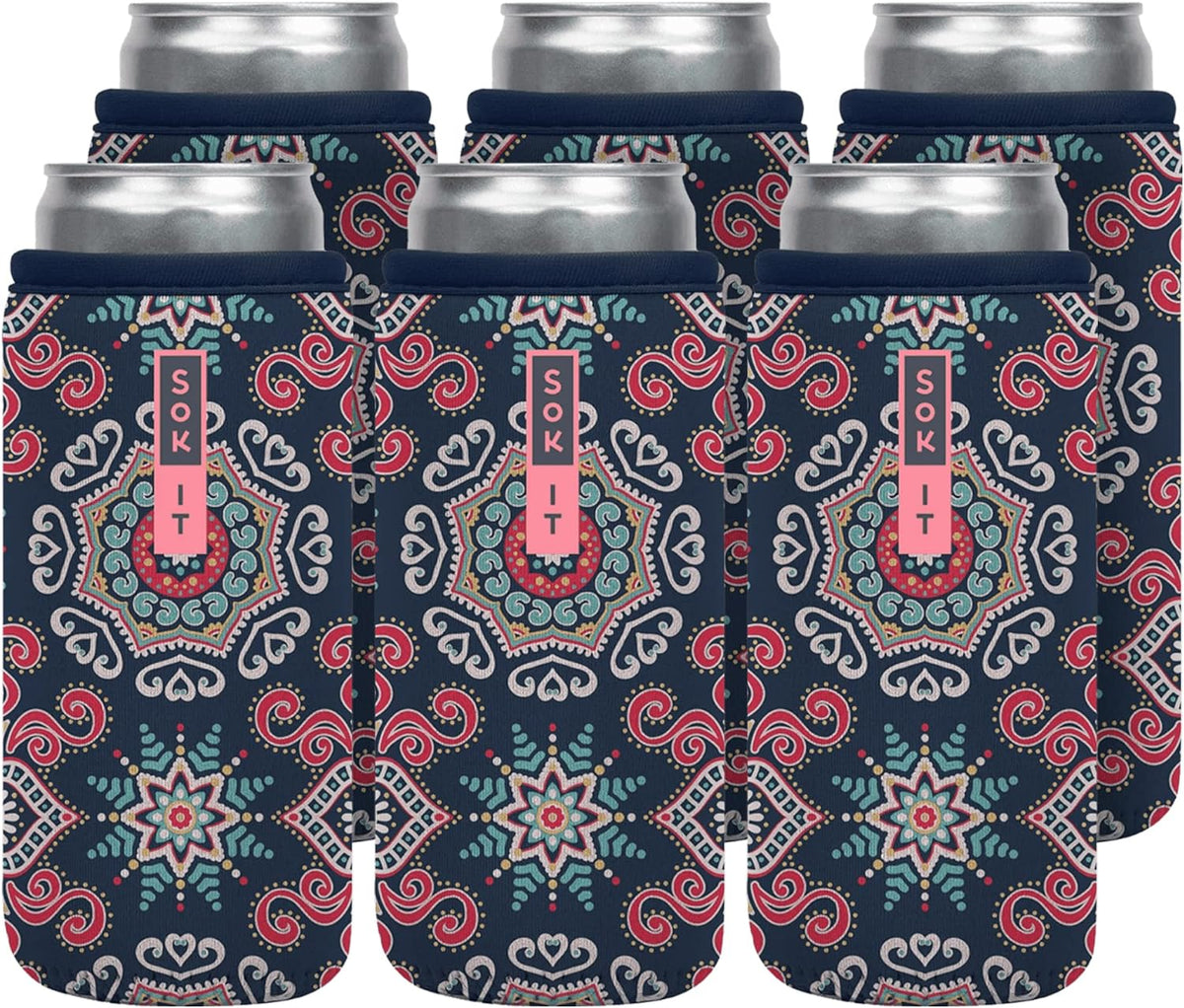 CanSok Sleeve for Beer & Soda Insulated Neoprene Cover (Ocean Oasis, 12oz Can Sleeve) - Colors D