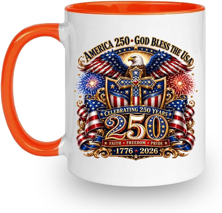 250th Anniversary USA Coffee Mug Patriotic 1776 to 2026 American Ceramic Cup 11 oz 4th of July Independence Day Tea Coffee Gift Men Women