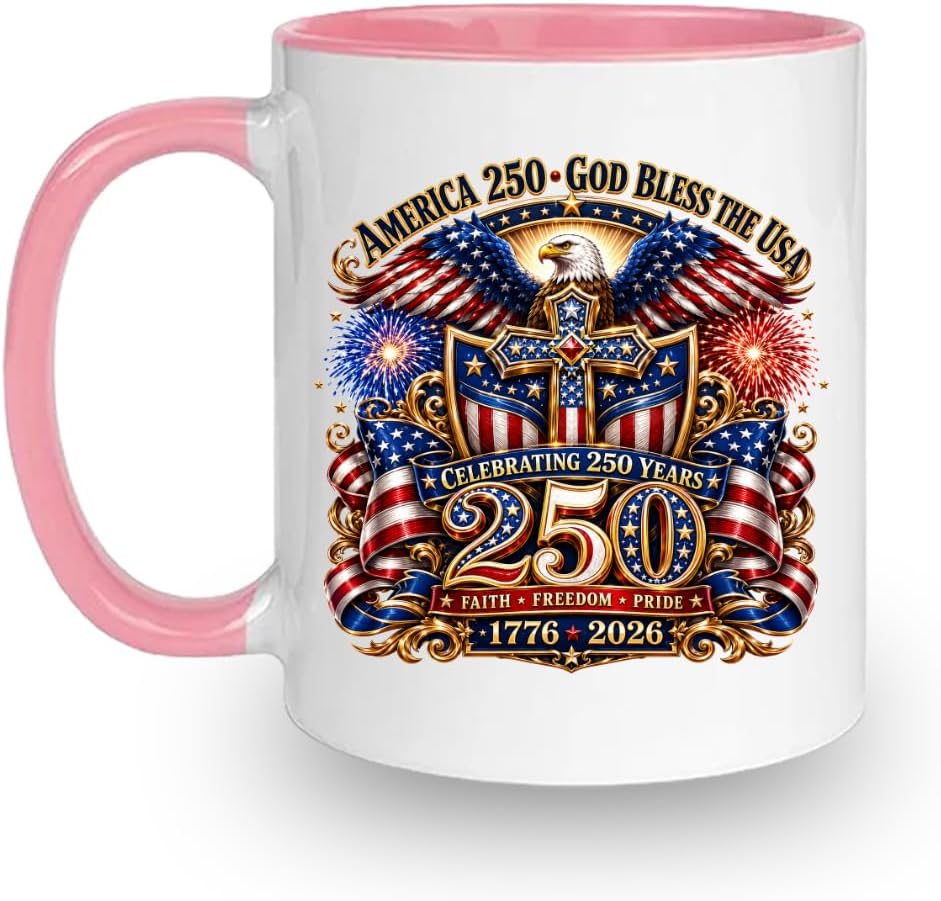 250th Anniversary USA Coffee Mug Patriotic 1776 to 2026 American Ceramic Cup 11 oz 4th of July Independence Day Tea Coffee Gift Men Women