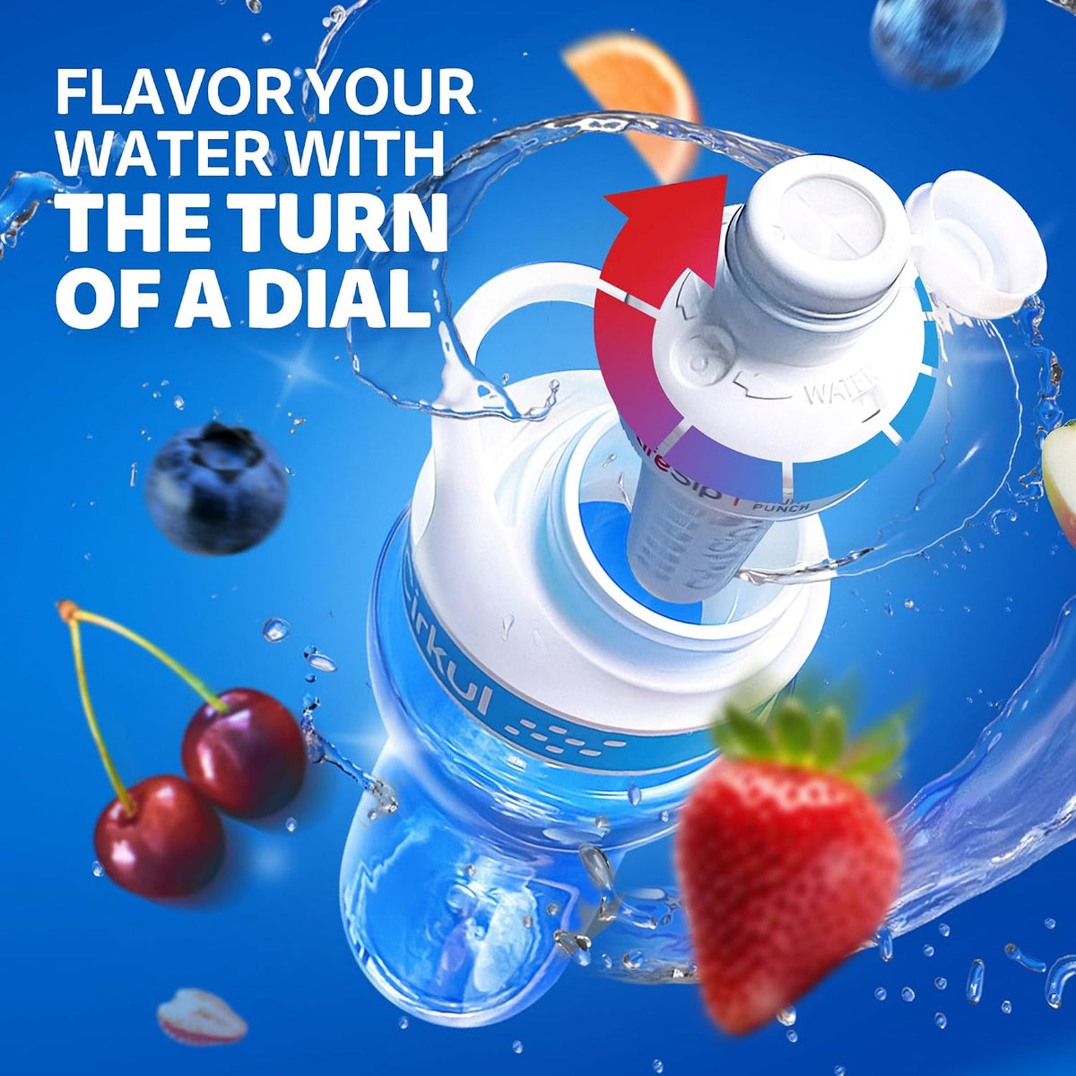 22oz Clear Plastic Water Bottle with Two No Sugar, 0 Cal Cartridges