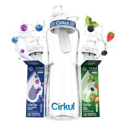 22oz Clear Plastic Water Bottle with Two No Sugar, 0 Cal Cartridges