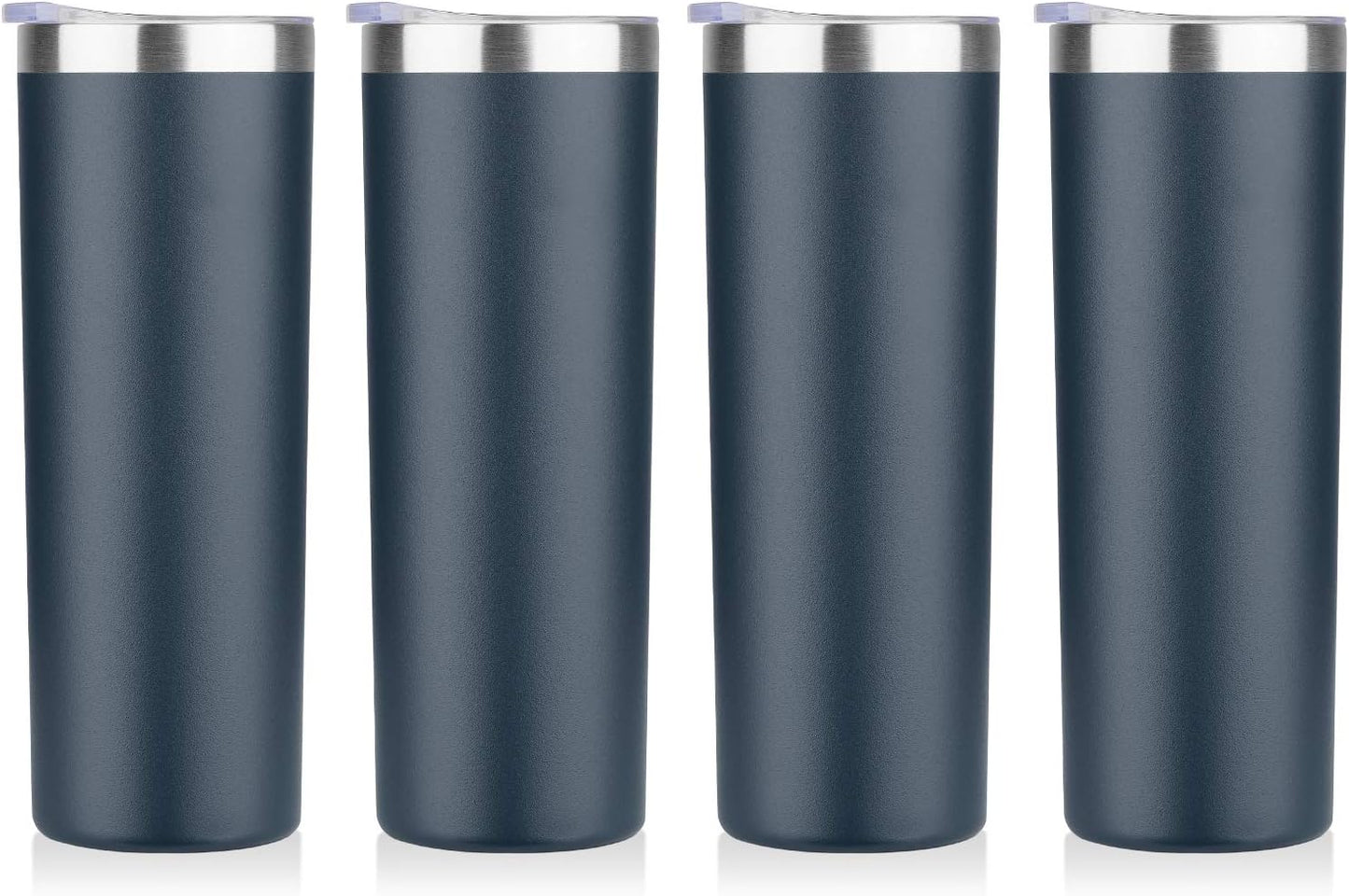 20 oz Skinny Tumbler, Stainless Steel Insulated Slim Tumbler with Lid, Reusable Double Wall Travel Coffee Mug, Durable Powder Coated Travel Water Cup(Black, 1)