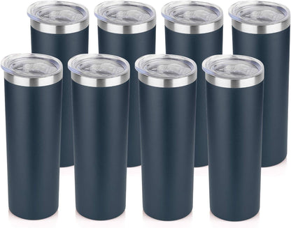 20 oz Skinny Tumbler, Stainless Steel Insulated Slim Tumbler with Lid, Reusable Double Wall Travel Coffee Mug, Durable Powder Coated Travel Water Cup(Black, 1)