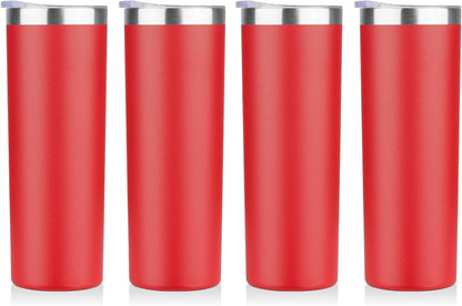 20 oz Skinny Tumbler, Stainless Steel Insulated Slim Tumbler with Lid, Reusable Double Wall Travel Coffee Mug, Durable Powder Coated Travel Water Cup(Black, 1)