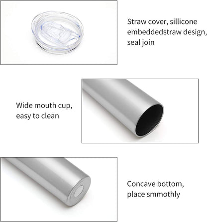20 oz Skinny Tumbler, Stainless Steel Insulated Slim Tumbler with Lid, Reusable Double Wall Travel Coffee Mug, Durable Powder Coated Travel Water Cup(Black, 1)