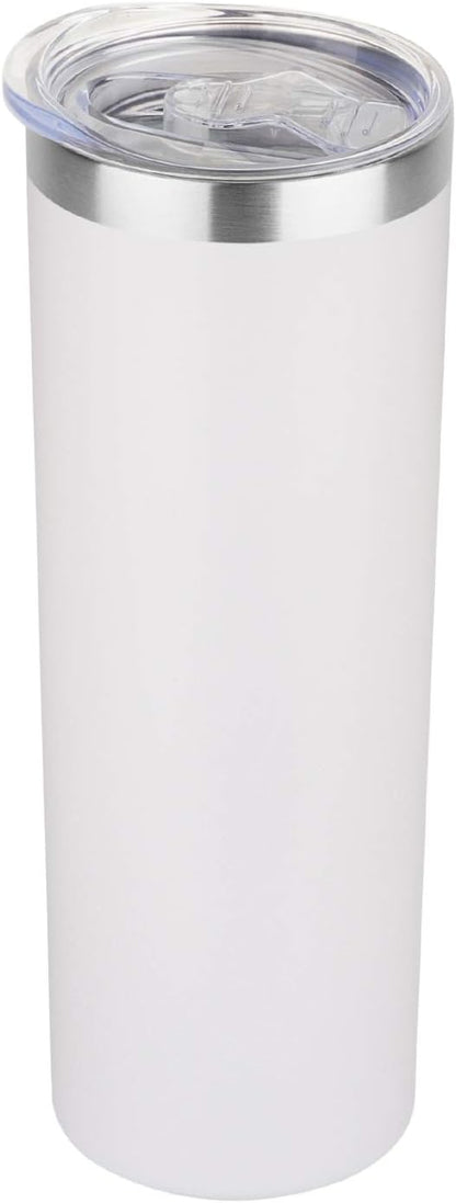 20 oz Skinny Tumbler, Stainless Steel Insulated Slim Tumbler with Lid, Reusable Double Wall Travel Coffee Mug, Durable Powder Coated Travel Water Cup(Black, 1)