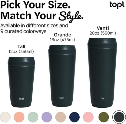 To Go Coffee Cup – Insulated Travel Coffee Mug with 360° Leak‑Safe Lid, Stainless Steel Coffee Tumbler for Hot/Cold, Spill‑Resistant, BPA‑Free - Mint, 16 oz