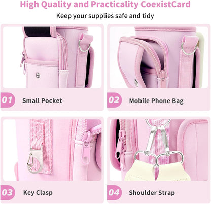 Water Bottle Holder with Strap for Stanley Cup 40/30oz, Insulated Neoprene Stanley Cup Holder with Strap for Tumbler with Handle Stanley Carrier Bag Cross-body Bag for Walking