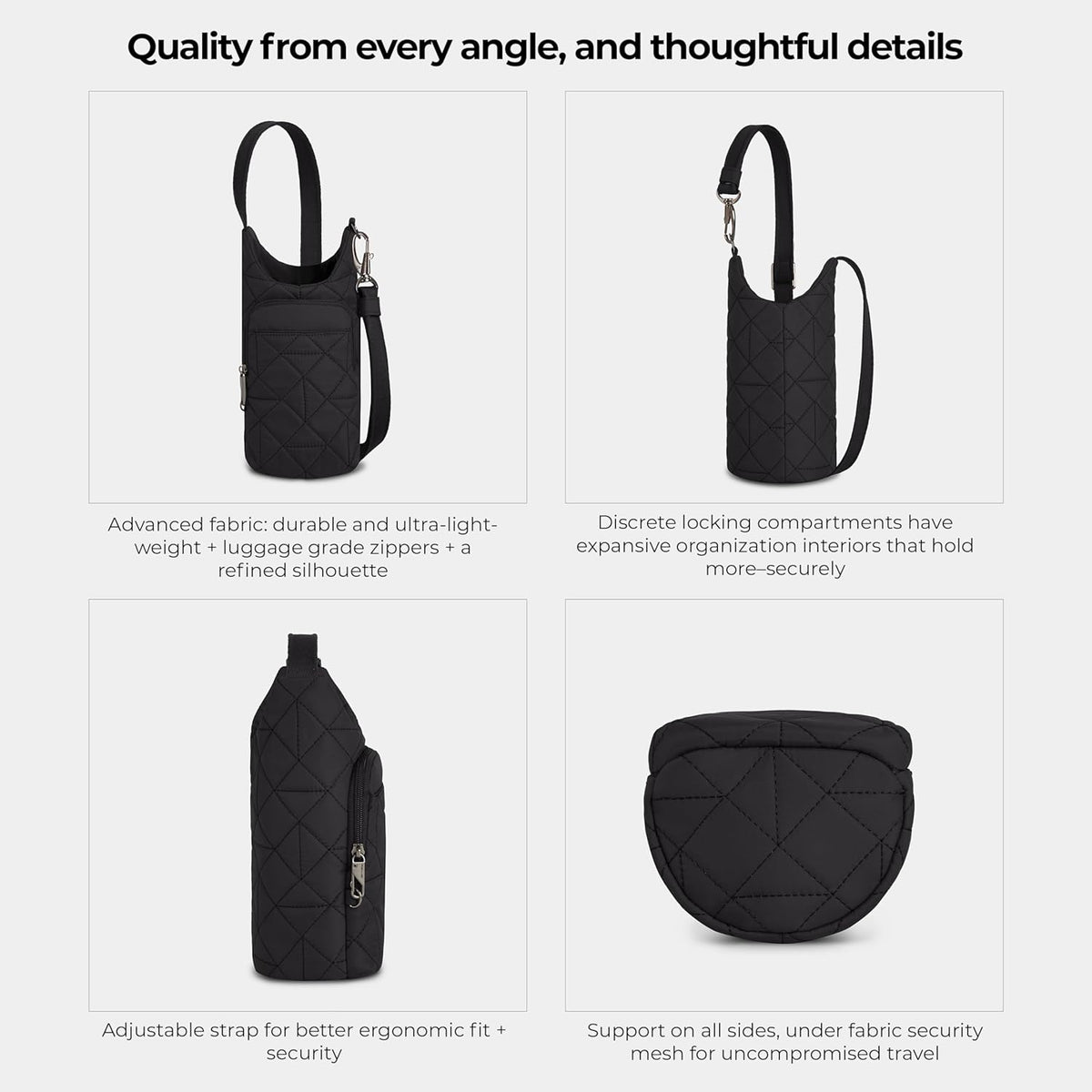 Anti-Theft Boho Insulated Water Bottle Tote