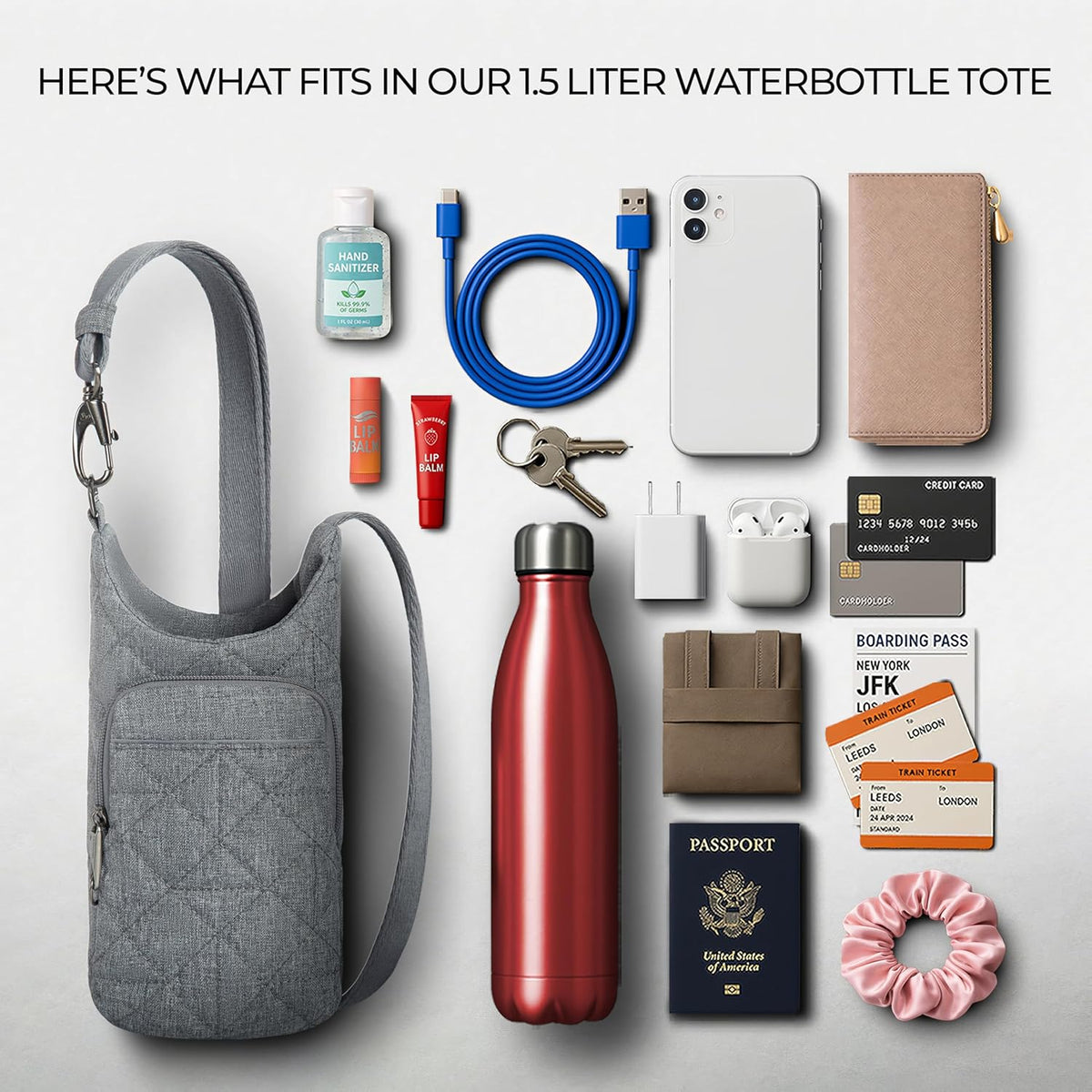 Anti-Theft Boho Insulated Water Bottle Tote