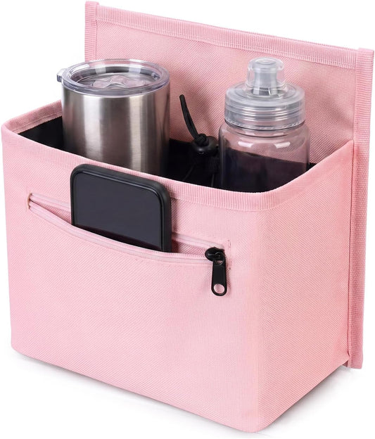 Luggage Travel Cup Holder Bag for Women, Suitcase Holds 2 Cups Hands-free Drink Organizer Attachment for Luggage, TravelGift for Female Travelers Flight Attendants(Pink)