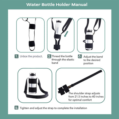 Universal Water Bottle Carrier Sling with Adjustable Shoulder Strap for Walking Short Hiking, Water Bottle Holder for 16-64 oz Wide Mouth Bottles (Exclude Water Bottle)