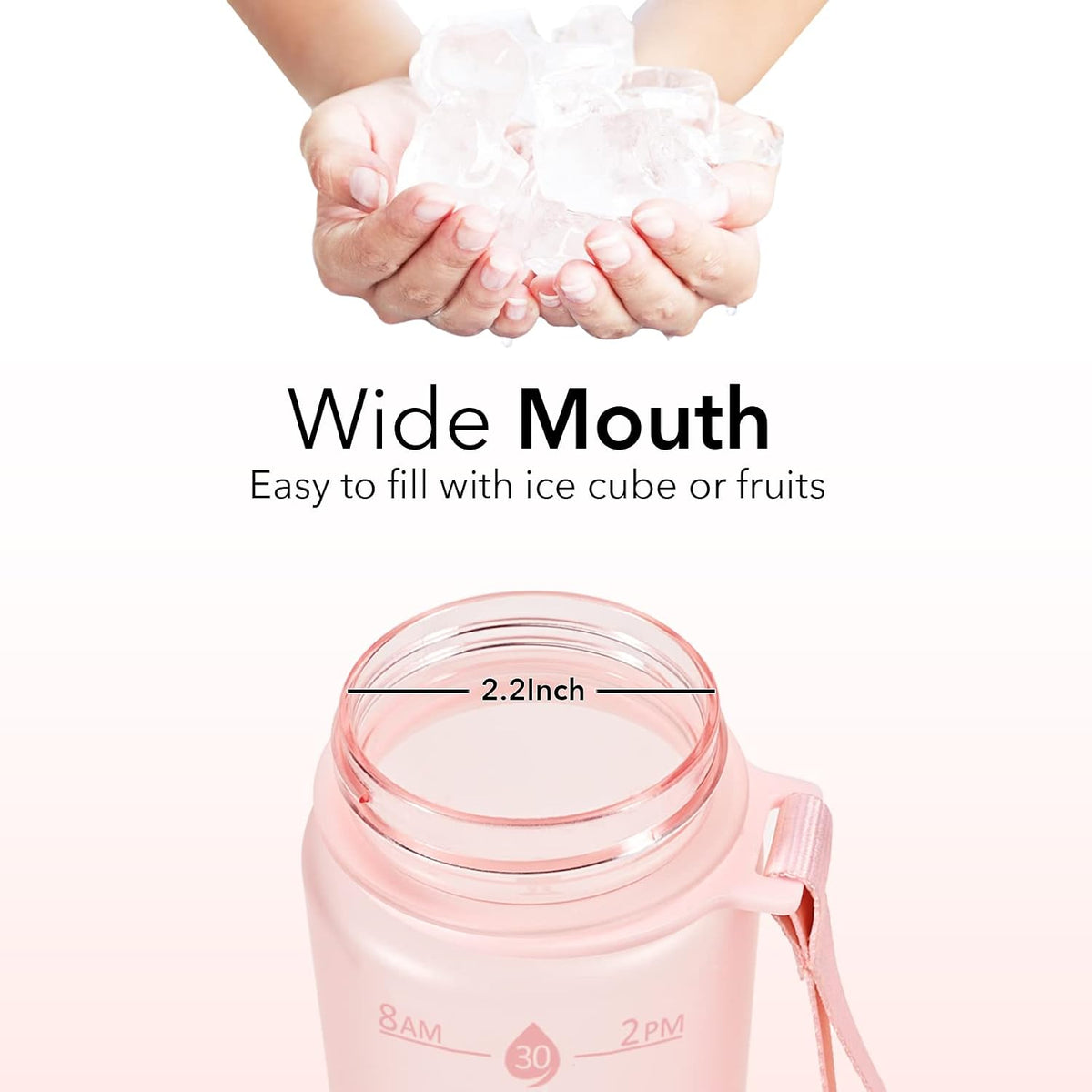 Plastic Water Bottle With Straw & Time Marker, 32oz Leakproof Jug