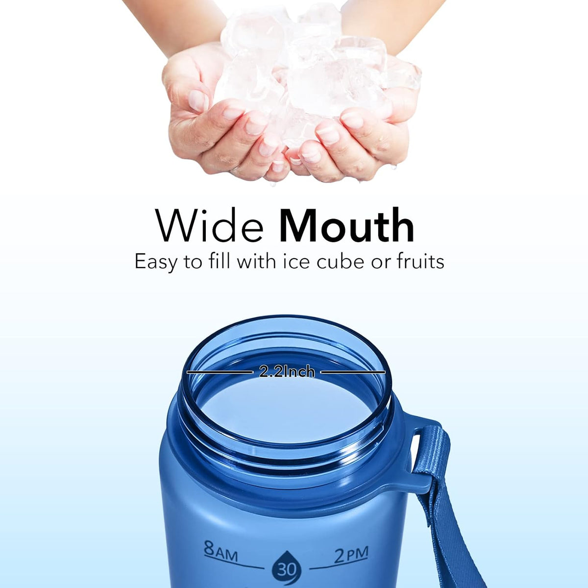 Plastic Water Bottle With Straw & Time Marker, 32oz Leakproof Jug