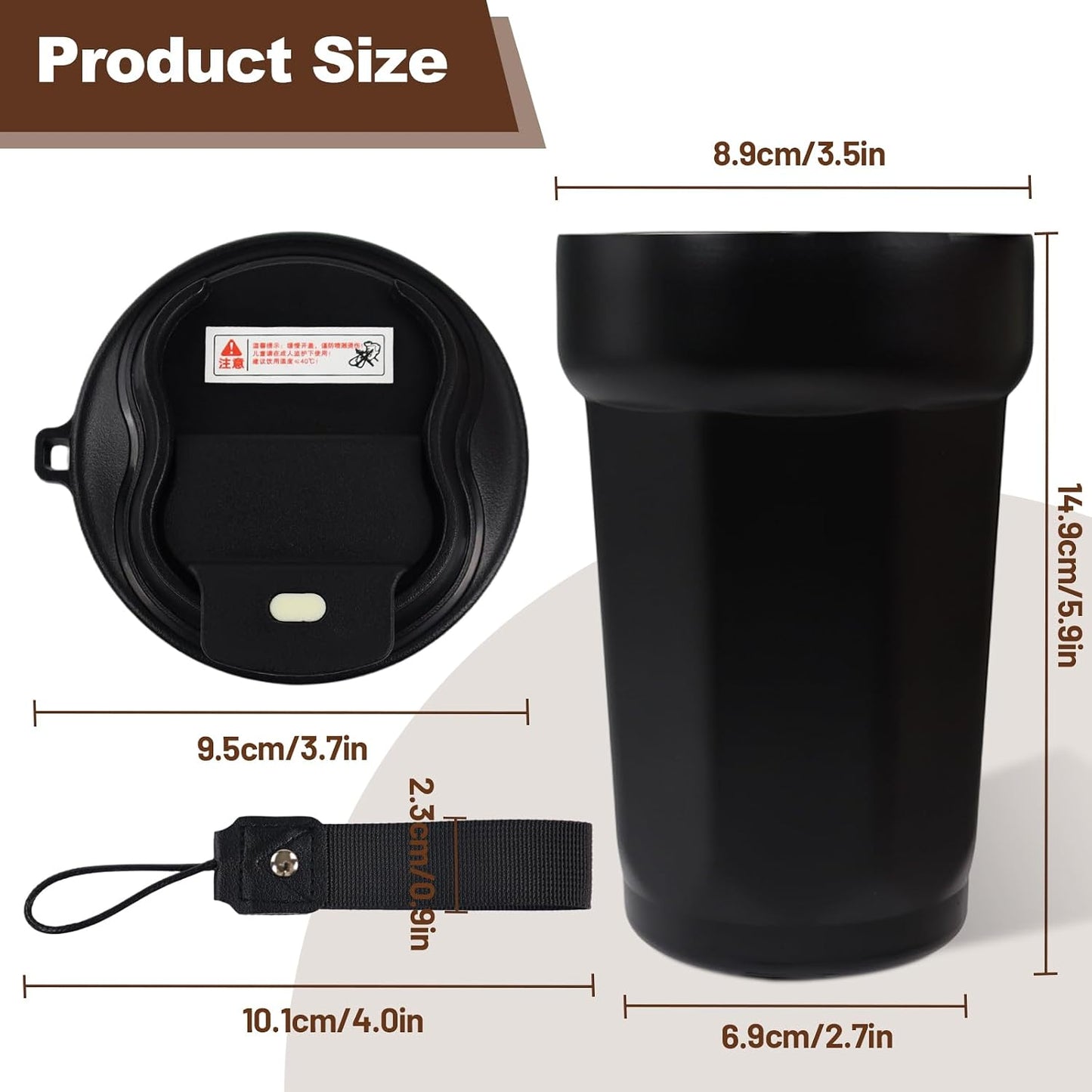 Insulated Coffee Tumbler 17.9oz 530ml Travel Coffee Mug 316 Stainless Steel Dual Drink Openings Leakproof Lid Reusable Insulated Coffee Mug Hot and Cold Ideal Travel Mug for Coffee Lover Daily