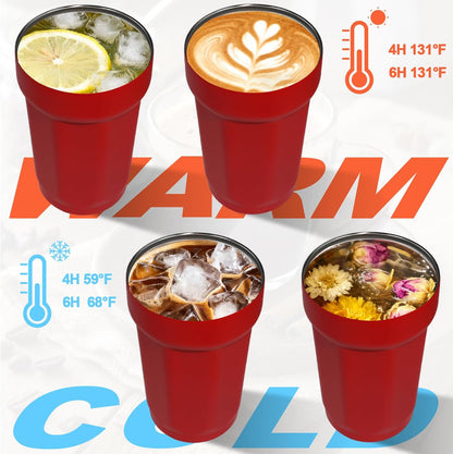 Insulated Coffee Tumbler 17.9oz 530ml Travel Coffee Mug 316 Stainless Steel Dual Drink Openings Leakproof Lid Reusable Insulated Coffee Mug Hot and Cold Ideal Travel Mug for Coffee Lover Daily