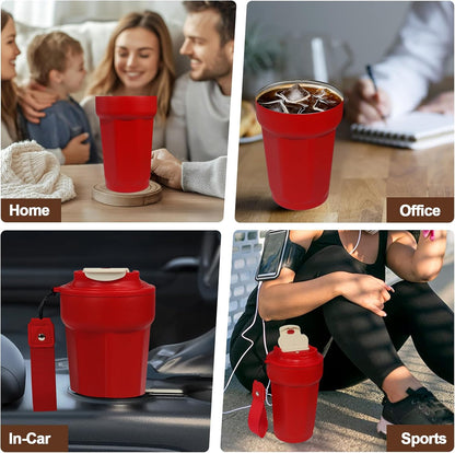 Insulated Coffee Tumbler 17.9oz 530ml Travel Coffee Mug 316 Stainless Steel Dual Drink Openings Leakproof Lid Reusable Insulated Coffee Mug Hot and Cold Ideal Travel Mug for Coffee Lover Daily