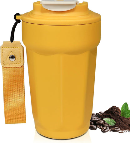 Insulated Coffee Tumbler 17.9oz 530ml Travel Coffee Mug 316 Stainless Steel Dual Drink Openings Leakproof Lid Reusable Insulated Coffee Mug Hot and Cold Ideal Travel Mug for Coffee Lover Daily