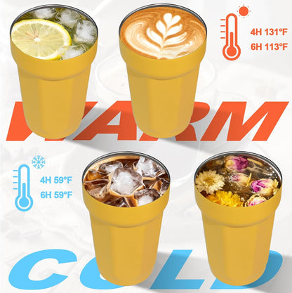 Insulated Coffee Tumbler 17.9oz 530ml Travel Coffee Mug 316 Stainless Steel Dual Drink Openings Leakproof Lid Reusable Insulated Coffee Mug Hot and Cold Ideal Travel Mug for Coffee Lover Daily
