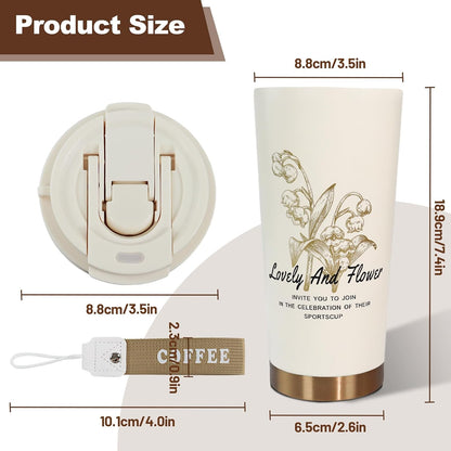 Insulated Coffee Tumbler 17.9oz 530ml Travel Coffee Mug 316 Stainless Steel Dual Drink Openings Leakproof Lid Reusable Insulated Coffee Mug Hot and Cold Ideal Travel Mug for Coffee Lover Daily