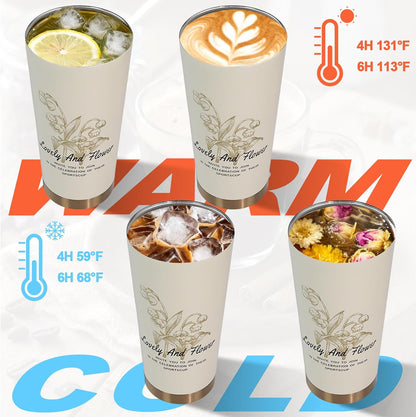 Insulated Coffee Tumbler 17.9oz 530ml Travel Coffee Mug 316 Stainless Steel Dual Drink Openings Leakproof Lid Reusable Insulated Coffee Mug Hot and Cold Ideal Travel Mug for Coffee Lover Daily