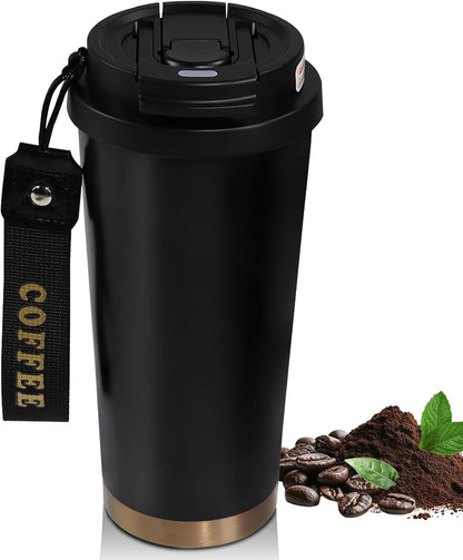 Insulated Coffee Tumbler 17.9oz 530ml Travel Coffee Mug 316 Stainless Steel Dual Drink Openings Leakproof Lid Reusable Insulated Coffee Mug Hot and Cold Ideal Travel Mug for Coffee Lover Daily