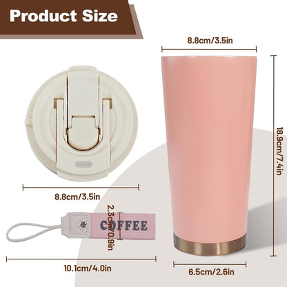 Insulated Coffee Tumbler 17.9oz 530ml Travel Coffee Mug 316 Stainless Steel Dual Drink Openings Leakproof Lid Reusable Insulated Coffee Mug Hot and Cold Ideal Travel Mug for Coffee Lover Daily