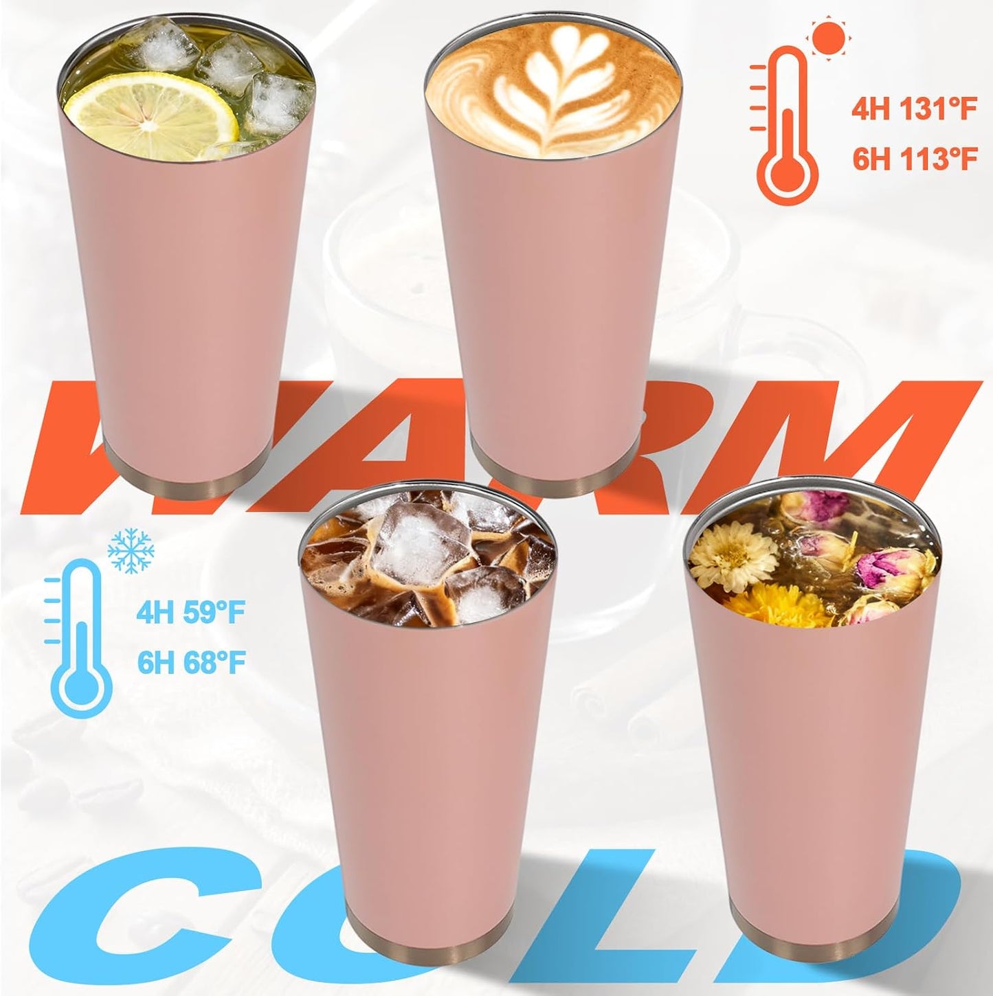 Insulated Coffee Tumbler 17.9oz 530ml Travel Coffee Mug 316 Stainless Steel Dual Drink Openings Leakproof Lid Reusable Insulated Coffee Mug Hot and Cold Ideal Travel Mug for Coffee Lover Daily