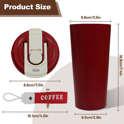 Insulated Coffee Tumbler 17.9oz 530ml Travel Coffee Mug 316 Stainless Steel Dual Drink Openings Leakproof Lid Reusable Insulated Coffee Mug Hot and Cold Ideal Travel Mug for Coffee Lover Daily