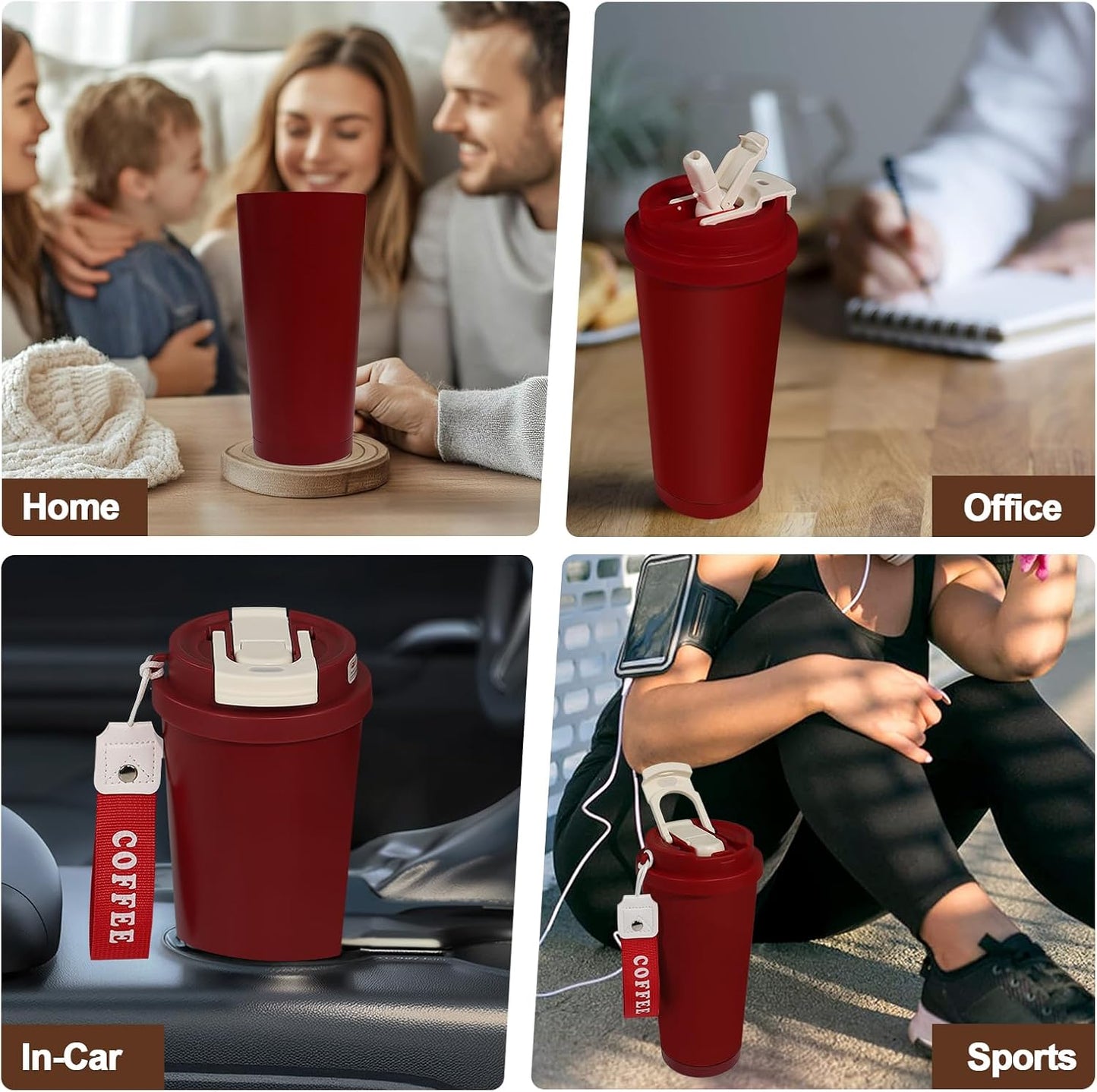 Insulated Coffee Tumbler 17.9oz 530ml Travel Coffee Mug 316 Stainless Steel Dual Drink Openings Leakproof Lid Reusable Insulated Coffee Mug Hot and Cold Ideal Travel Mug for Coffee Lover Daily