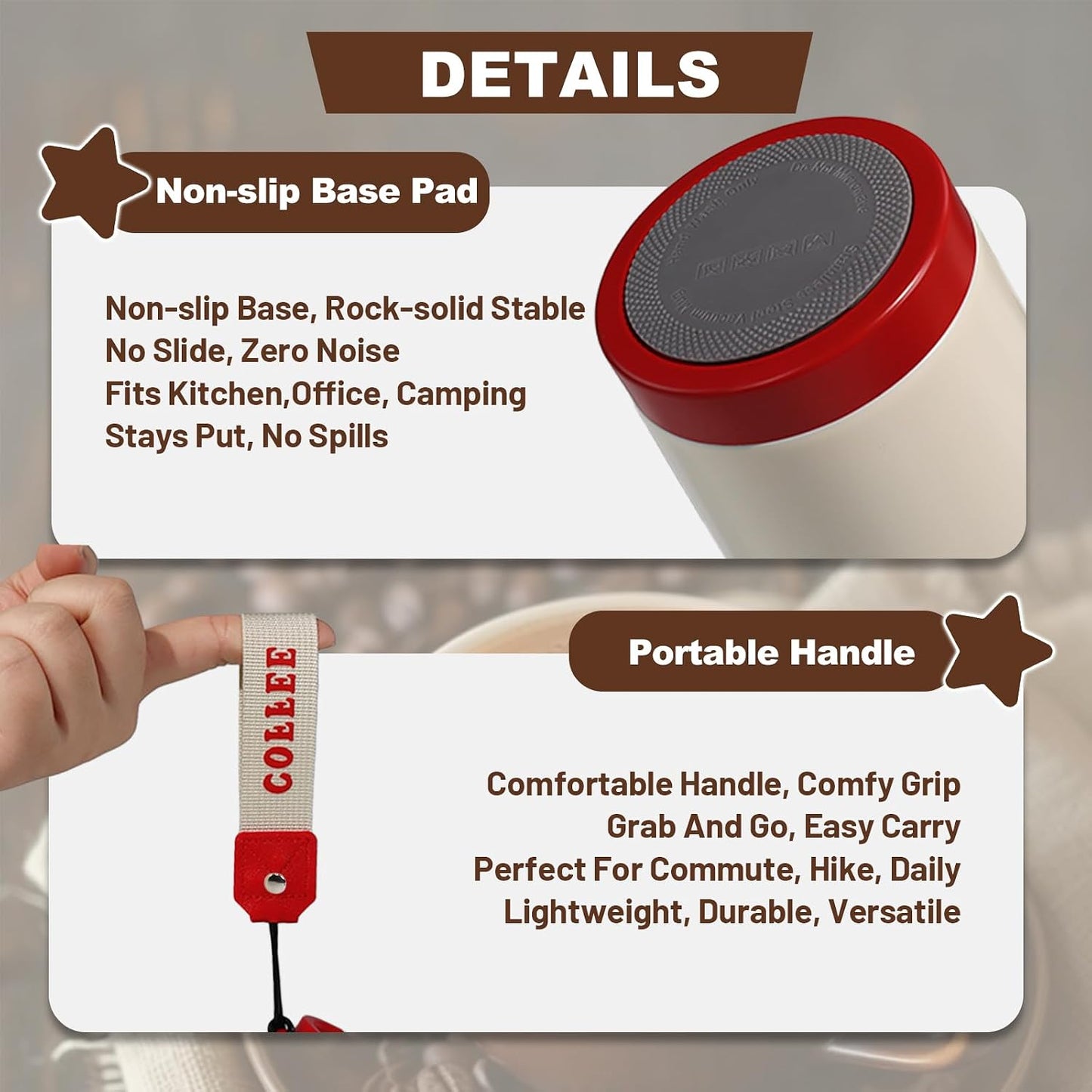 Insulated Coffee Tumbler 17.9oz 530ml Travel Coffee Mug 316 Stainless Steel Dual Drink Openings Leakproof Lid Reusable Insulated Coffee Mug Hot and Cold Ideal Travel Mug for Coffee Lover Daily