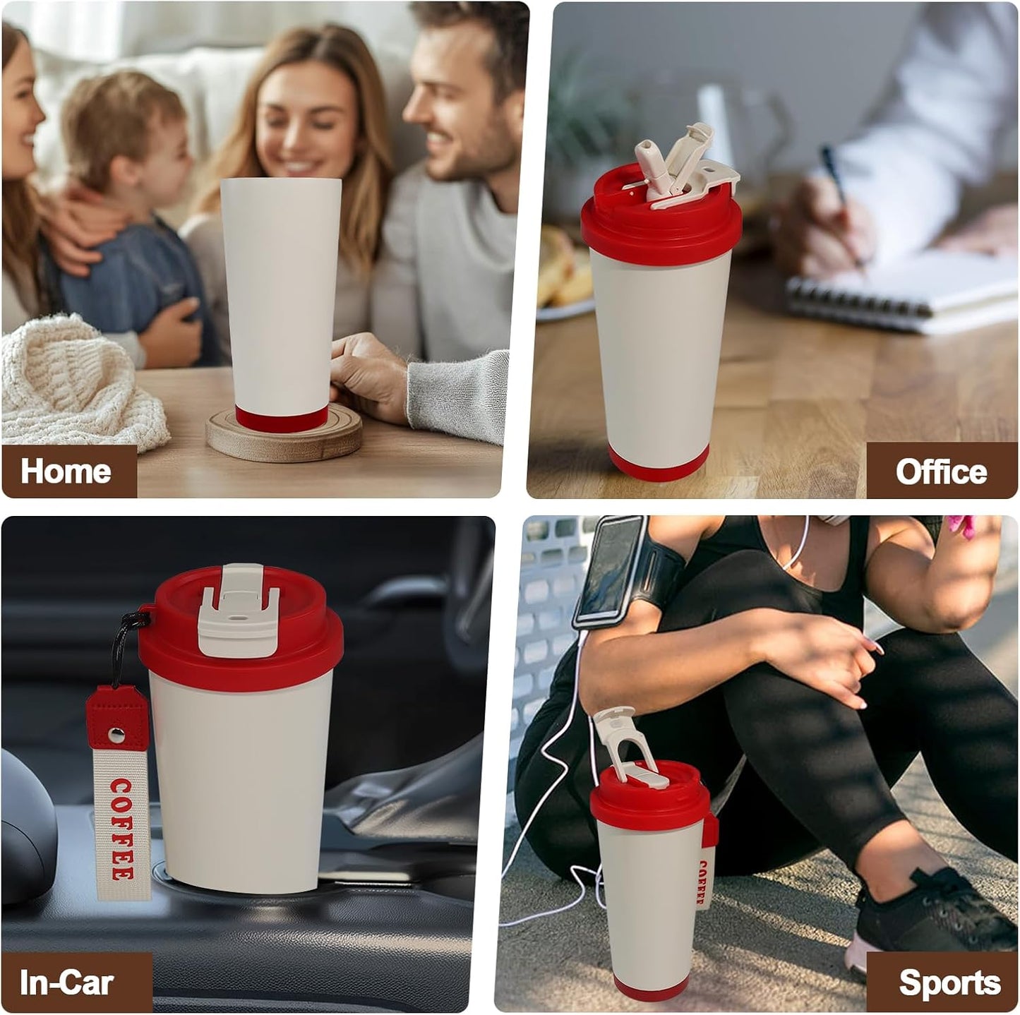 Insulated Coffee Tumbler 17.9oz 530ml Travel Coffee Mug 316 Stainless Steel Dual Drink Openings Leakproof Lid Reusable Insulated Coffee Mug Hot and Cold Ideal Travel Mug for Coffee Lover Daily