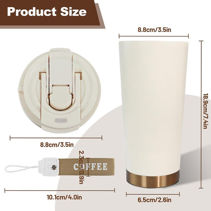 Insulated Coffee Tumbler 17.9oz 530ml Travel Coffee Mug 316 Stainless Steel Dual Drink Openings Leakproof Lid Reusable Insulated Coffee Mug Hot and Cold Ideal Travel Mug for Coffee Lover Daily