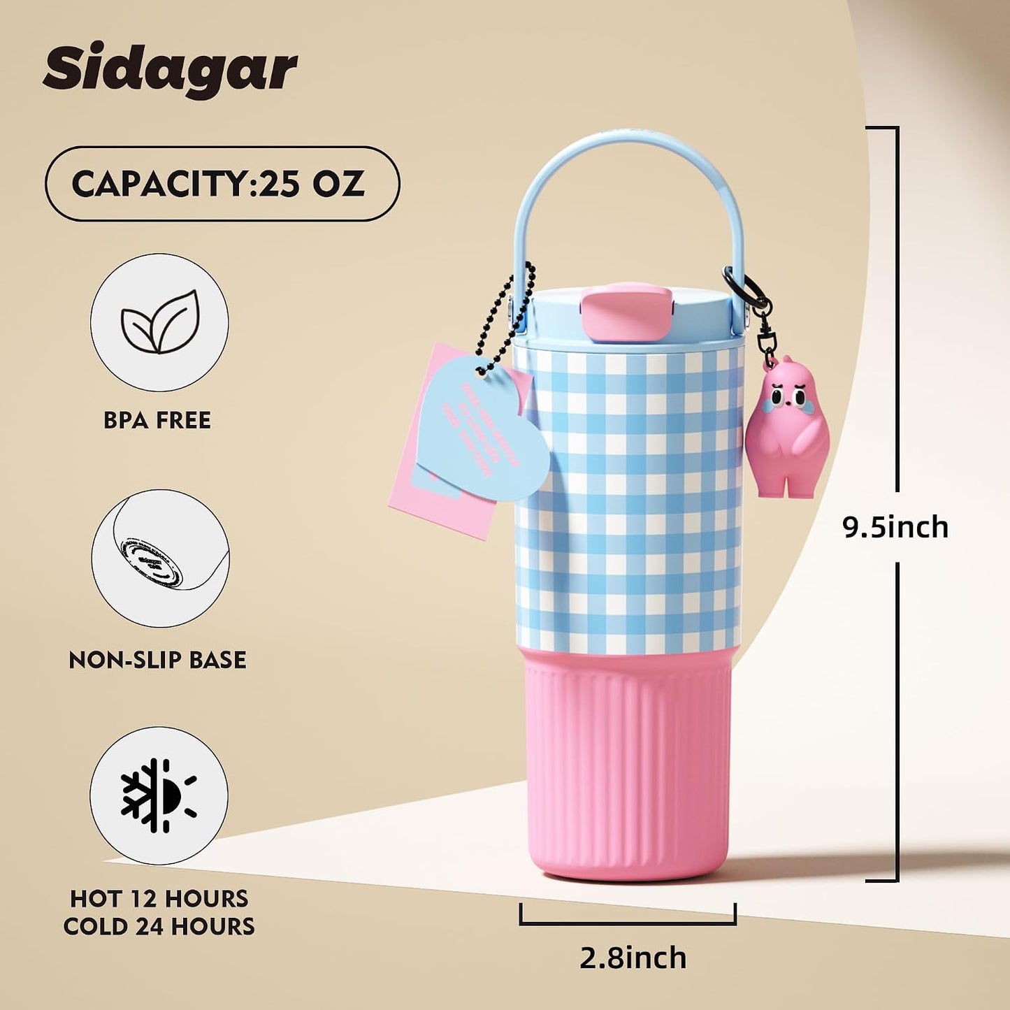 26 oz Insulated Stainless Steel Tumbler with Straw & Handle Cowboy | Leak-proof Water Bottle| Dual Drinking Options with Straw & Spout | Cup Holder Compatible| BPA-Free | Cold 12H| Easy to Clean