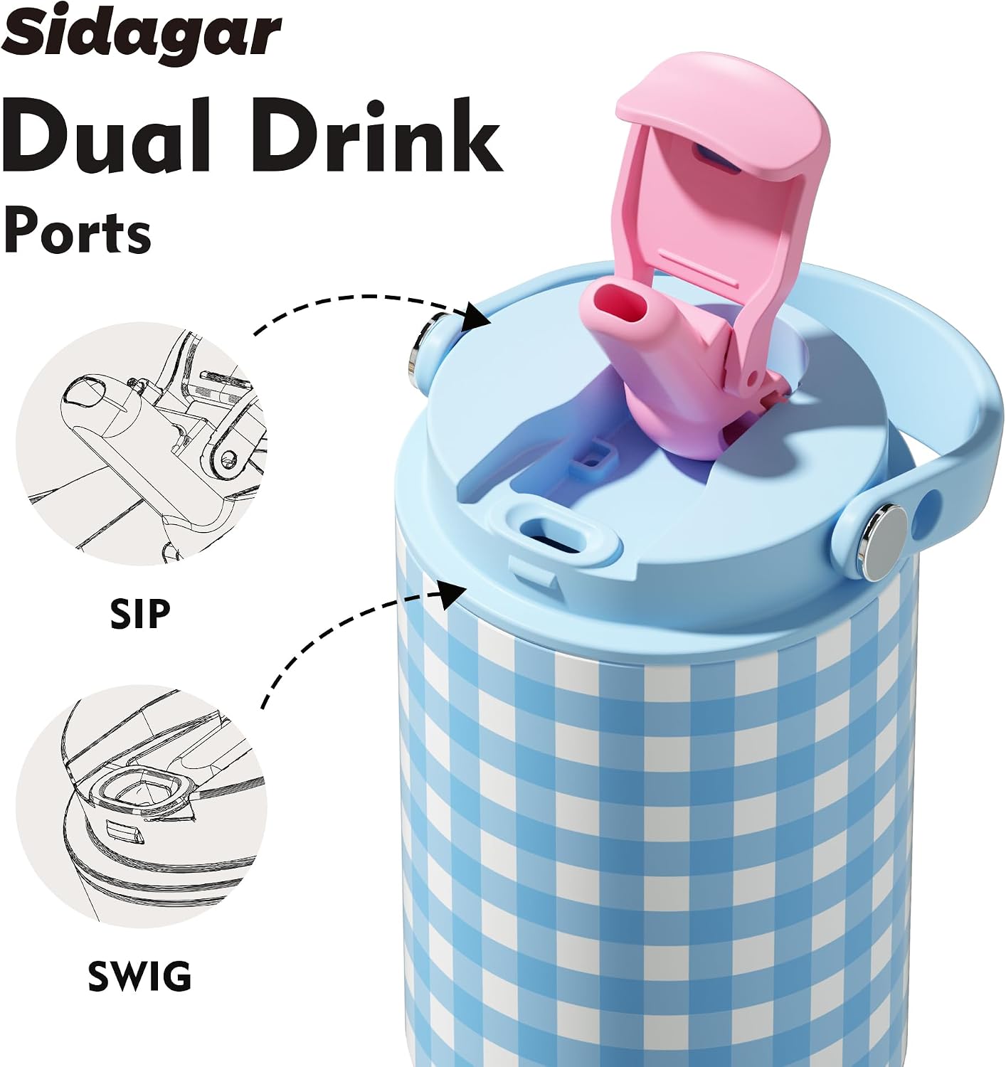26 oz Insulated Stainless Steel Tumbler with Straw & Handle Cowboy | Leak-proof Water Bottle| Dual Drinking Options with Straw & Spout | Cup Holder Compatible| BPA-Free | Cold 12H| Easy to Clean