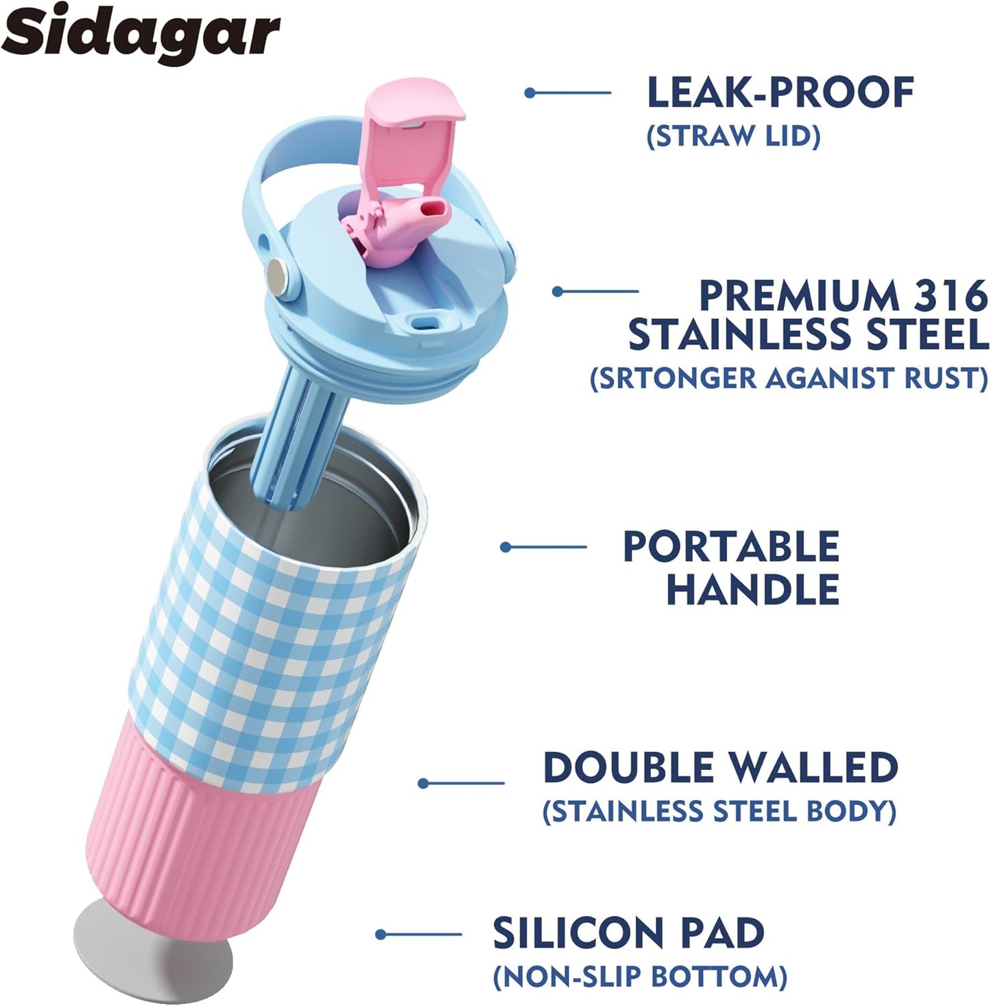 26 oz Insulated Stainless Steel Tumbler with Straw & Handle Cowboy | Leak-proof Water Bottle| Dual Drinking Options with Straw & Spout | Cup Holder Compatible| BPA-Free | Cold 12H| Easy to Clean