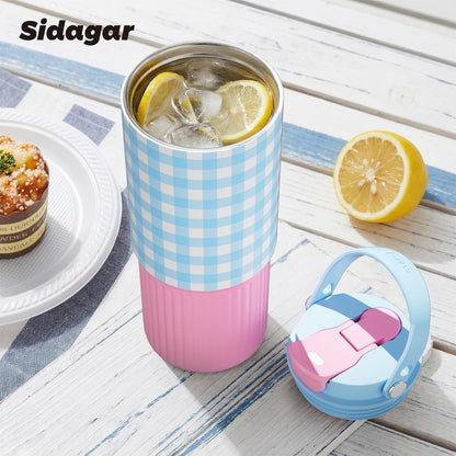 26 oz Insulated Stainless Steel Tumbler with Straw & Handle Cowboy | Leak-proof Water Bottle| Dual Drinking Options with Straw & Spout | Cup Holder Compatible| BPA-Free | Cold 12H| Easy to Clean