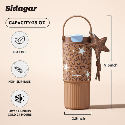 26 oz Insulated Stainless Steel Tumbler with Straw & Handle Cowboy | Leak-proof Water Bottle| Dual Drinking Options with Straw & Spout | Cup Holder Compatible| BPA-Free | Cold 12H| Easy to Clean