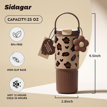 26 oz Insulated Stainless Steel Tumbler with Straw & Handle Cowboy | Leak-proof Water Bottle| Dual Drinking Options with Straw & Spout | Cup Holder Compatible| BPA-Free | Cold 12H| Easy to Clean
