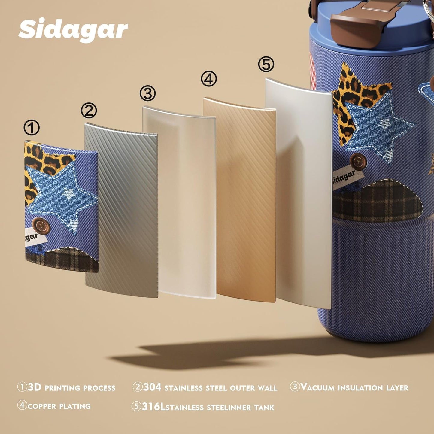 26 oz Insulated Stainless Steel Tumbler with Straw & Handle Cowboy | Leak-proof Water Bottle| Dual Drinking Options with Straw & Spout | Cup Holder Compatible| BPA-Free | Cold 12H| Easy to Clean