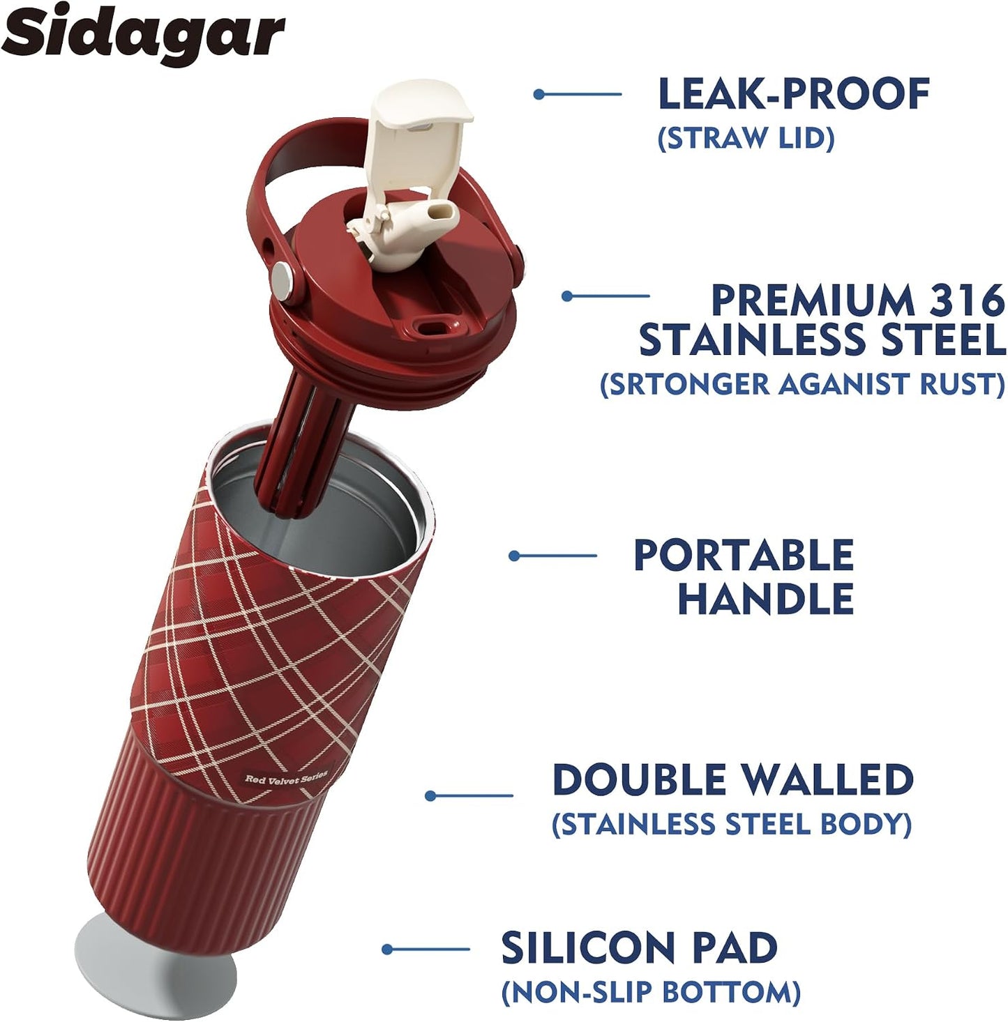 26 oz Insulated Stainless Steel Tumbler with Straw & Handle Cowboy | Leak-proof Water Bottle| Dual Drinking Options with Straw & Spout | Cup Holder Compatible| BPA-Free | Cold 12H| Easy to Clean
