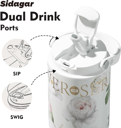 26 oz Insulated Stainless Steel Tumbler with Straw & Handle Cowboy | Leak-proof Water Bottle| Dual Drinking Options with Straw & Spout | Cup Holder Compatible| BPA-Free | Cold 12H| Easy to Clean