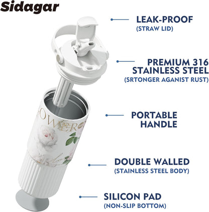 26 oz Insulated Stainless Steel Tumbler with Straw & Handle Cowboy | Leak-proof Water Bottle| Dual Drinking Options with Straw & Spout | Cup Holder Compatible| BPA-Free | Cold 12H| Easy to Clean