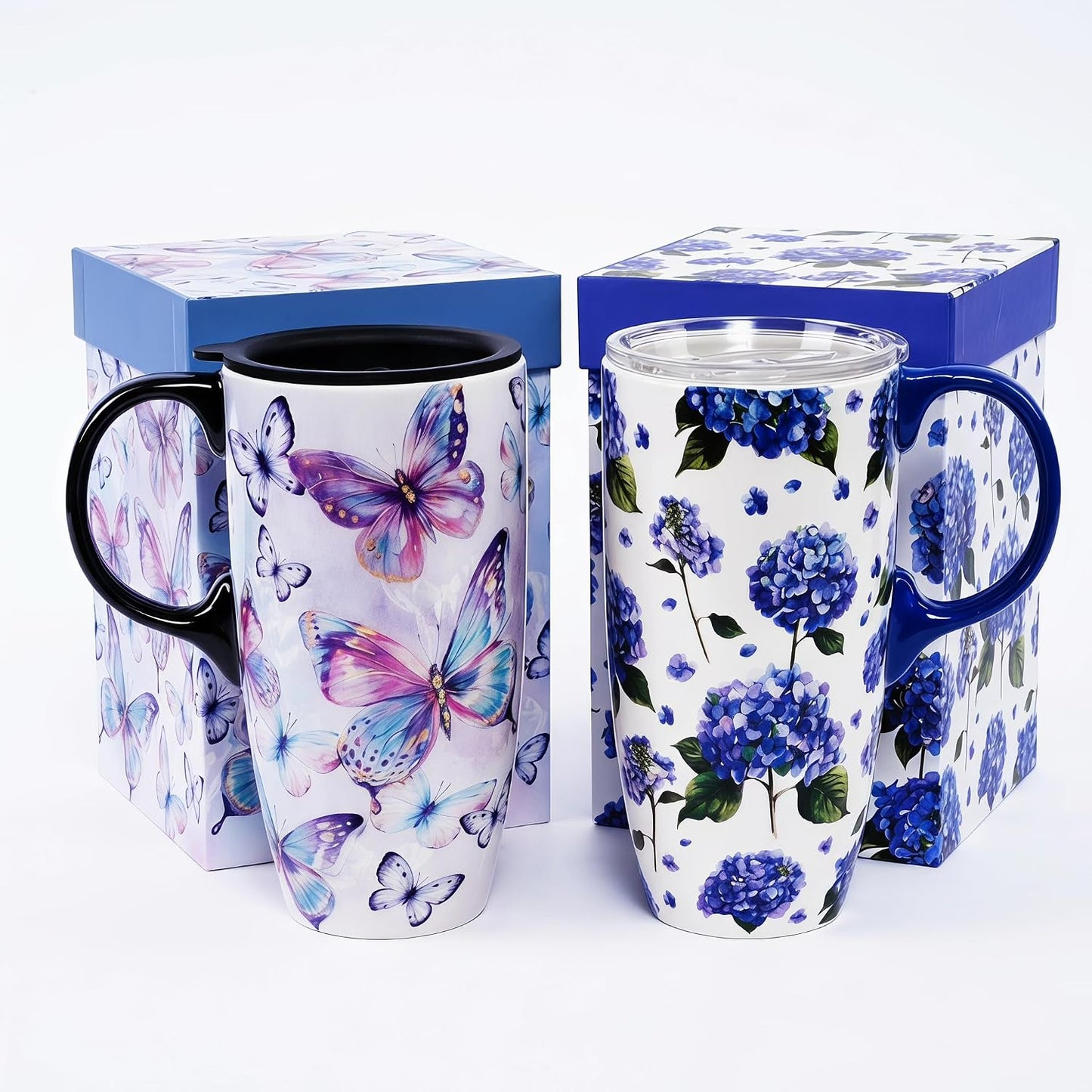 17oz Ceramic Travel Mug with Lid, Christian Floral Coffee Mug | Christian Coffee Mug with Handle, Joshua 24:15 Floral Design, Splash-Resistant Lid, Microwave & Dishwasher Safe, Gift Box